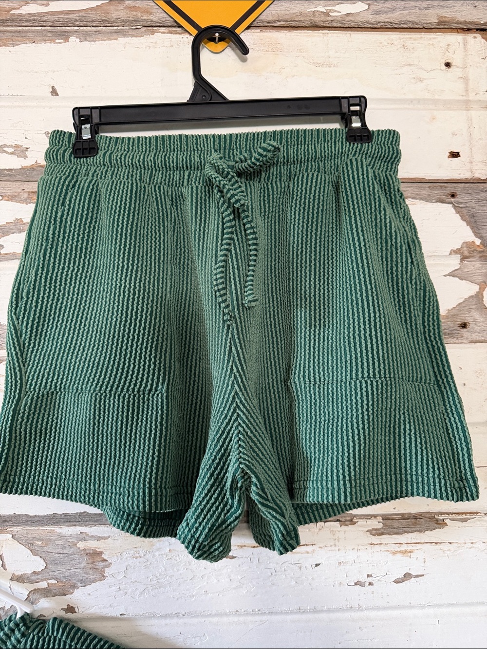 Zenana Outfitters Green Waffle Knit Shorts Set - Picture 3 of 8